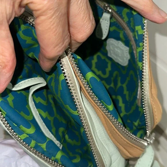 orYANY leather crossbody bag/tan-blue-gray-orange new w/o tags - Picture 6 of 9